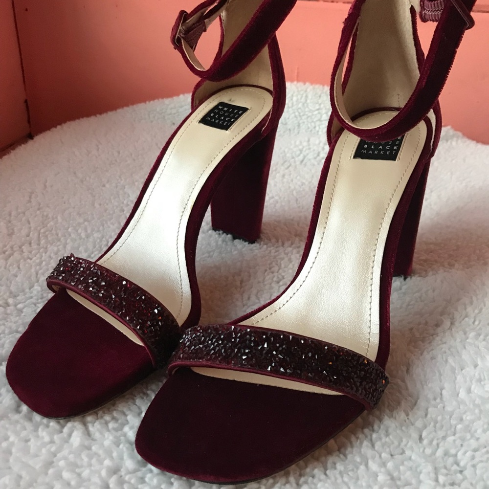 White House black market Velvet Strappy Heels